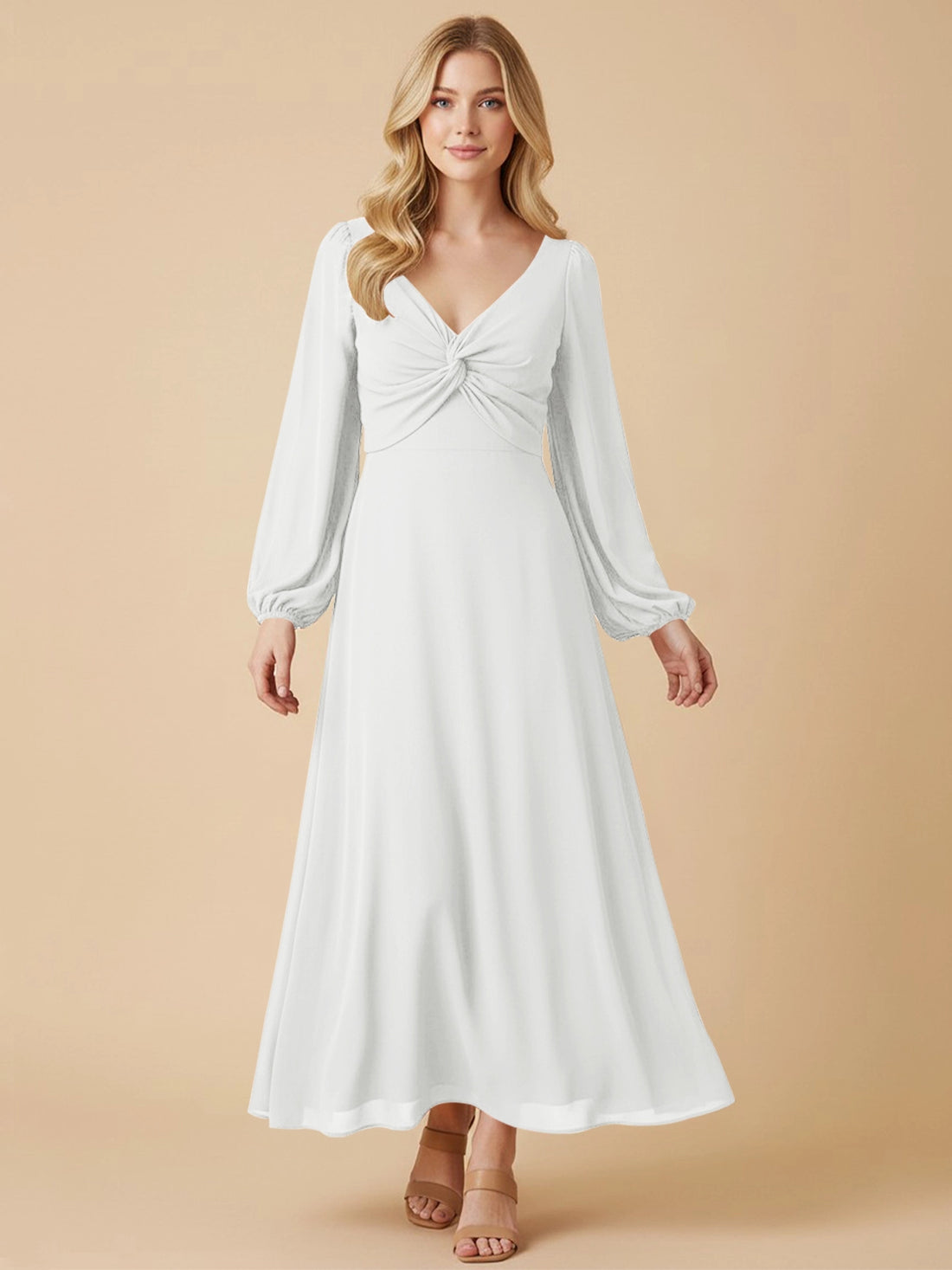 A-line Bridesmaid Dress with Long Sleeves 