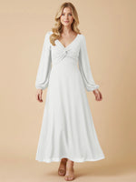 A-line Bridesmaid Dress with Long Sleeves 
