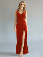 Velvet Bridesmaid Dress with Slit 