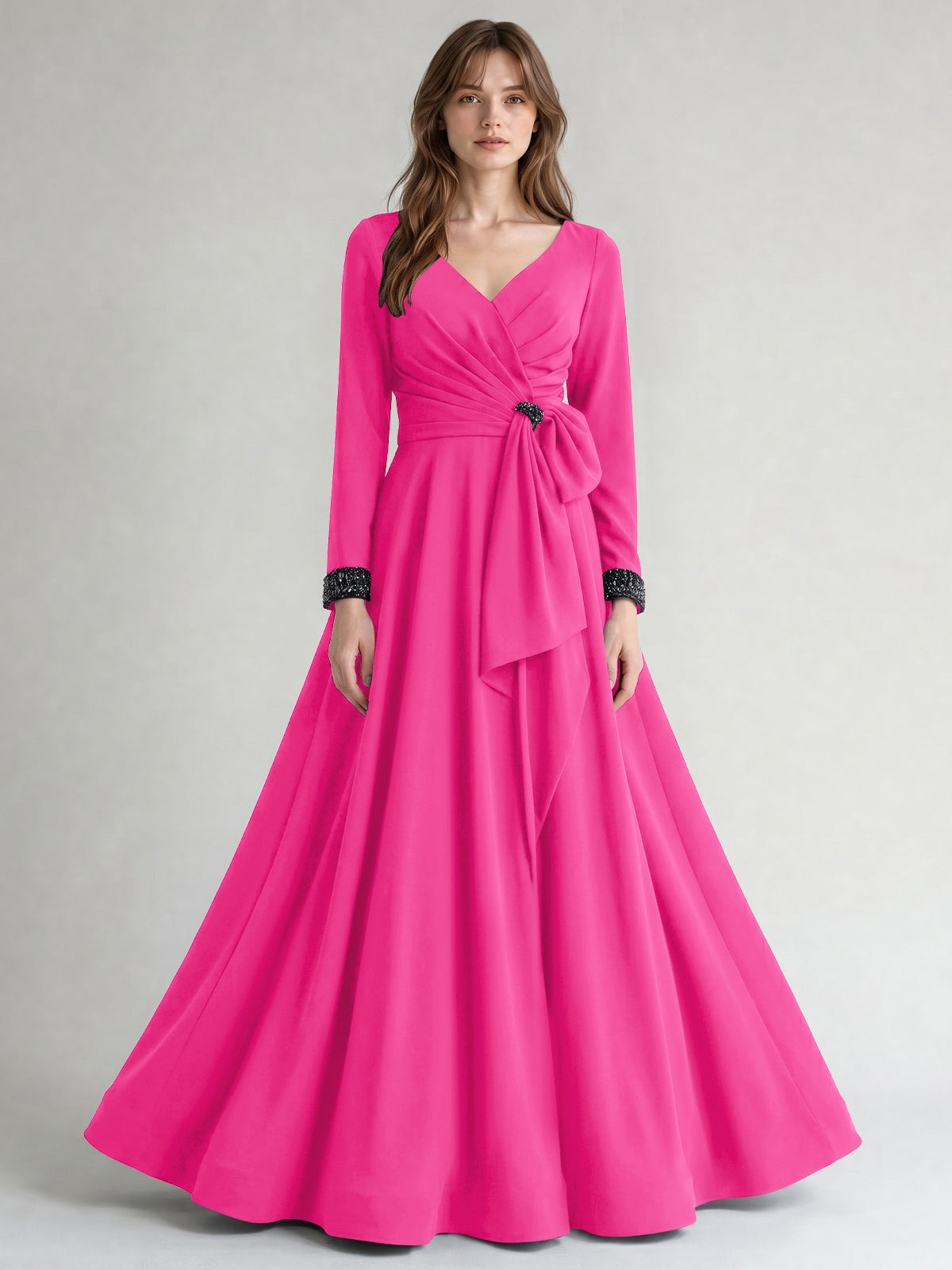 Stretch Satin Mother of the Bride Dress with Crystal
