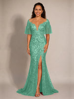 Mermaid Mother of the Bride Dress with V-neck 