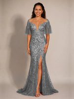 Mermaid Mother of the Bride Dress with V-neck 