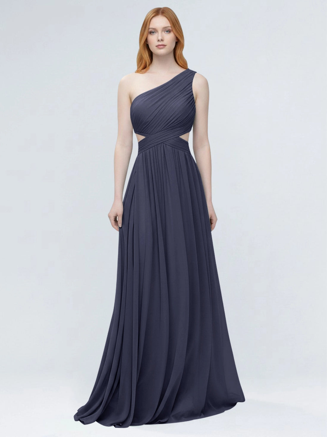 One-Shoulder Side Cut-Out Bridesmaid Dress 