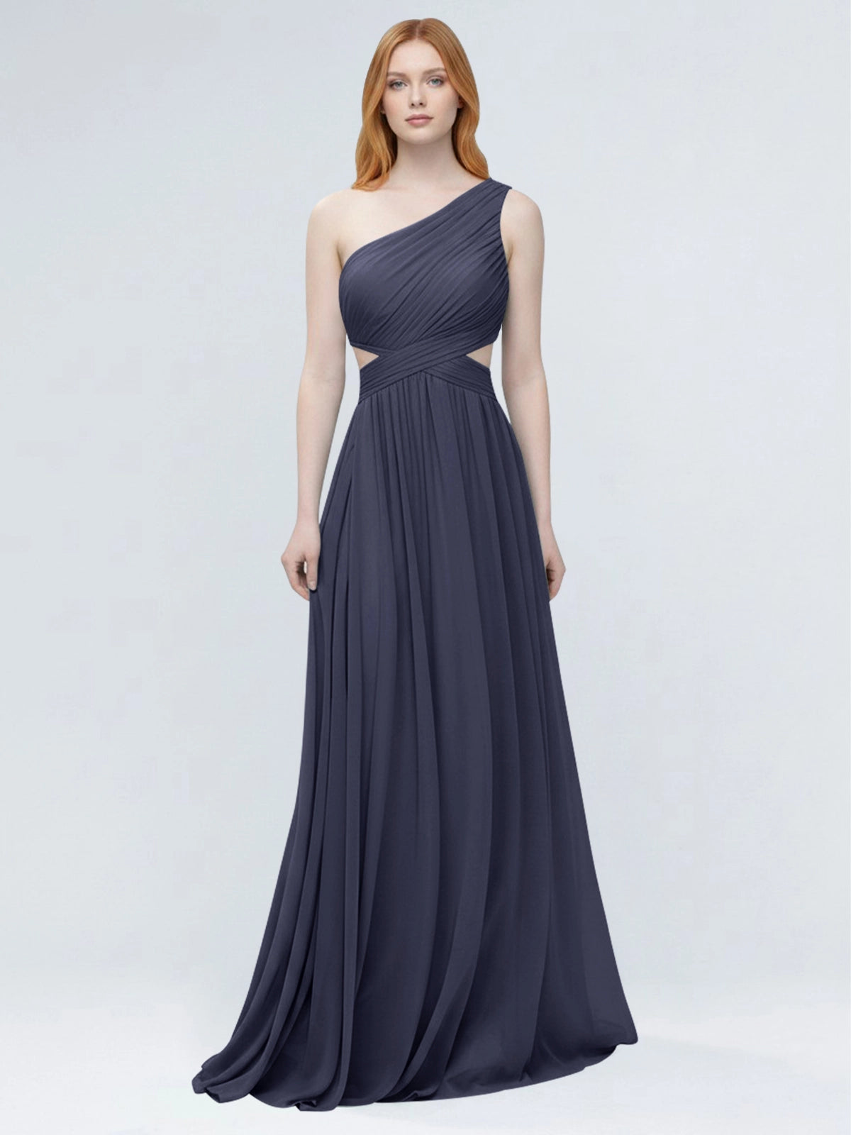 One-Shoulder Side Cut-Out Bridesmaid Dress 