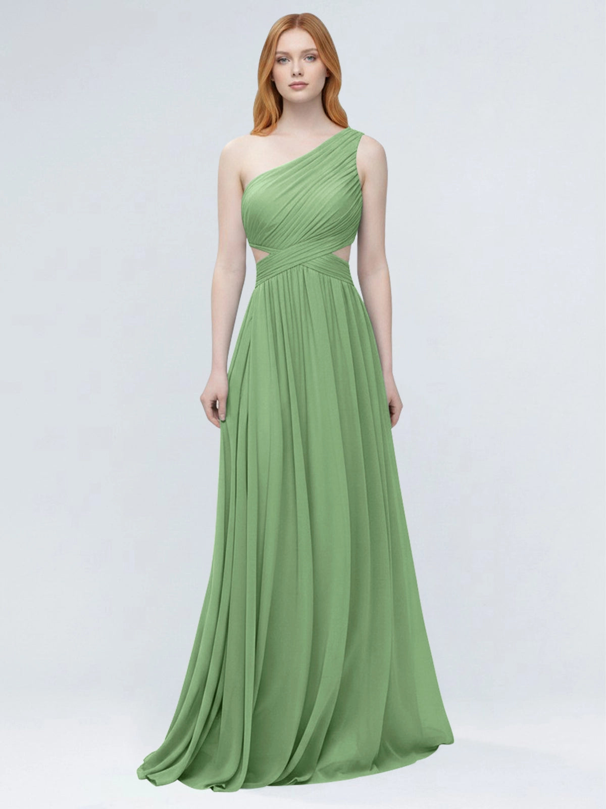 One-Shoulder Side Cut-Out Bridesmaid Dress 