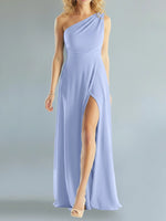 One-Shoulder Bridesmaid Dress with Slit
