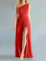 One-Shoulder Bridesmaid Dress with Slit