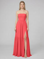 Strapless Bridesmaid Dress with Slit 