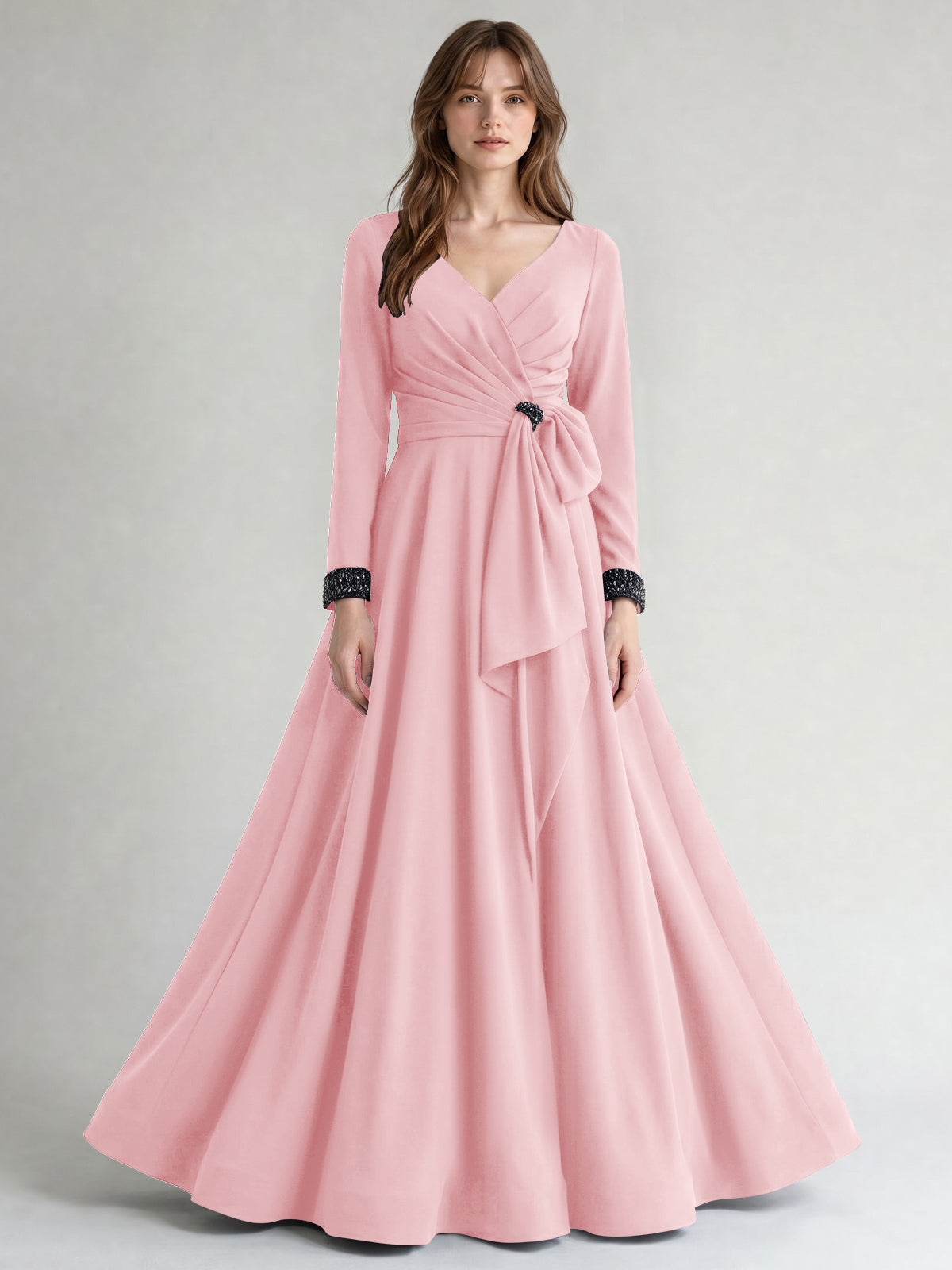 Stretch Satin Mother of the Bride Dress with Crystal