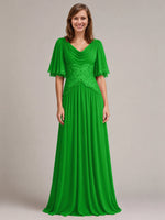 Cowl Neck Mother of the Bride Dress with Applique 