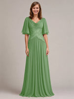 Cowl Neck Mother of the Bride Dress with Applique 