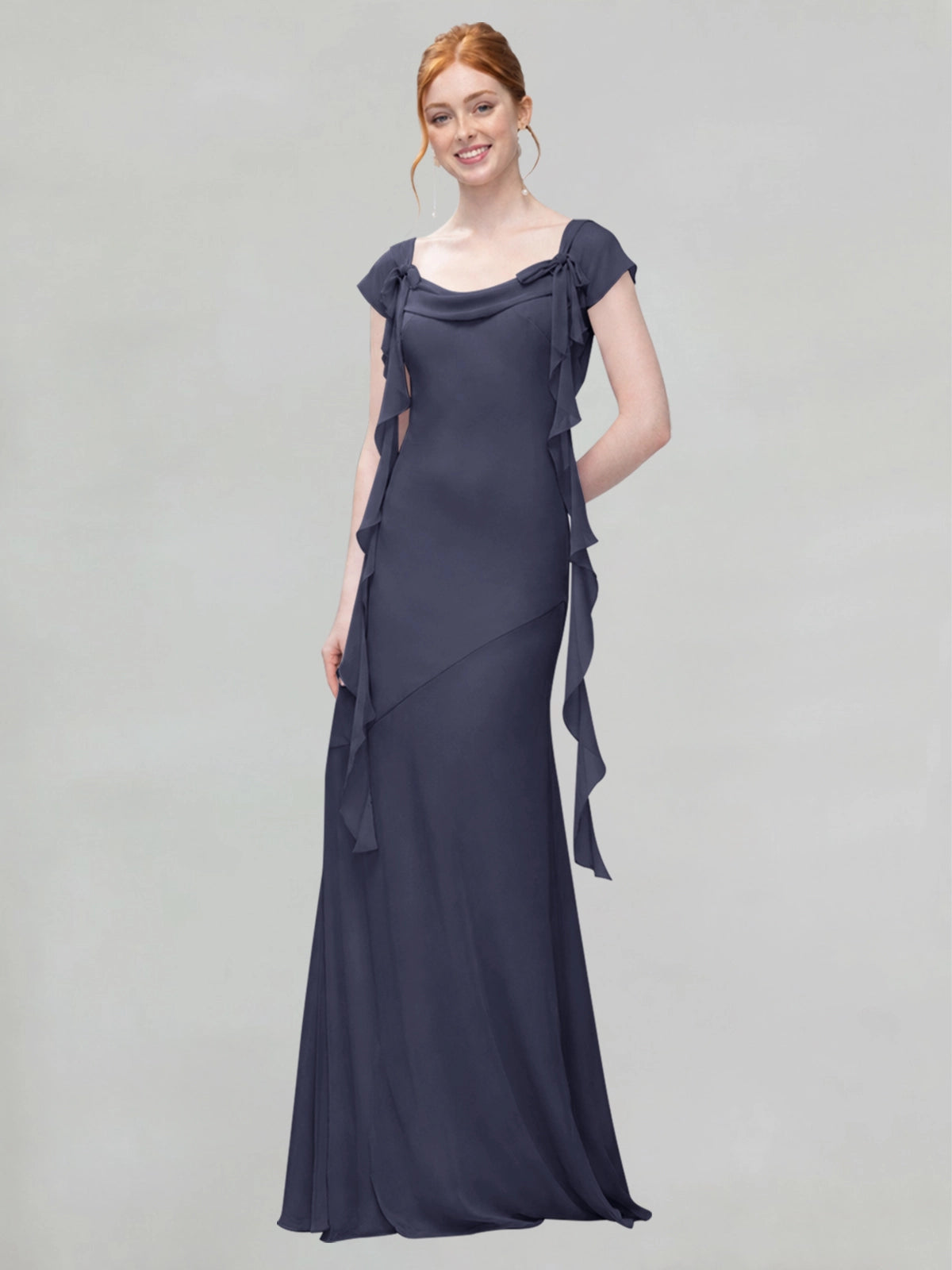 Flowy Ruffle Sheath Bridesmaid Dress 