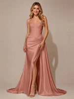 Silk-like Prom Dress with Appliques