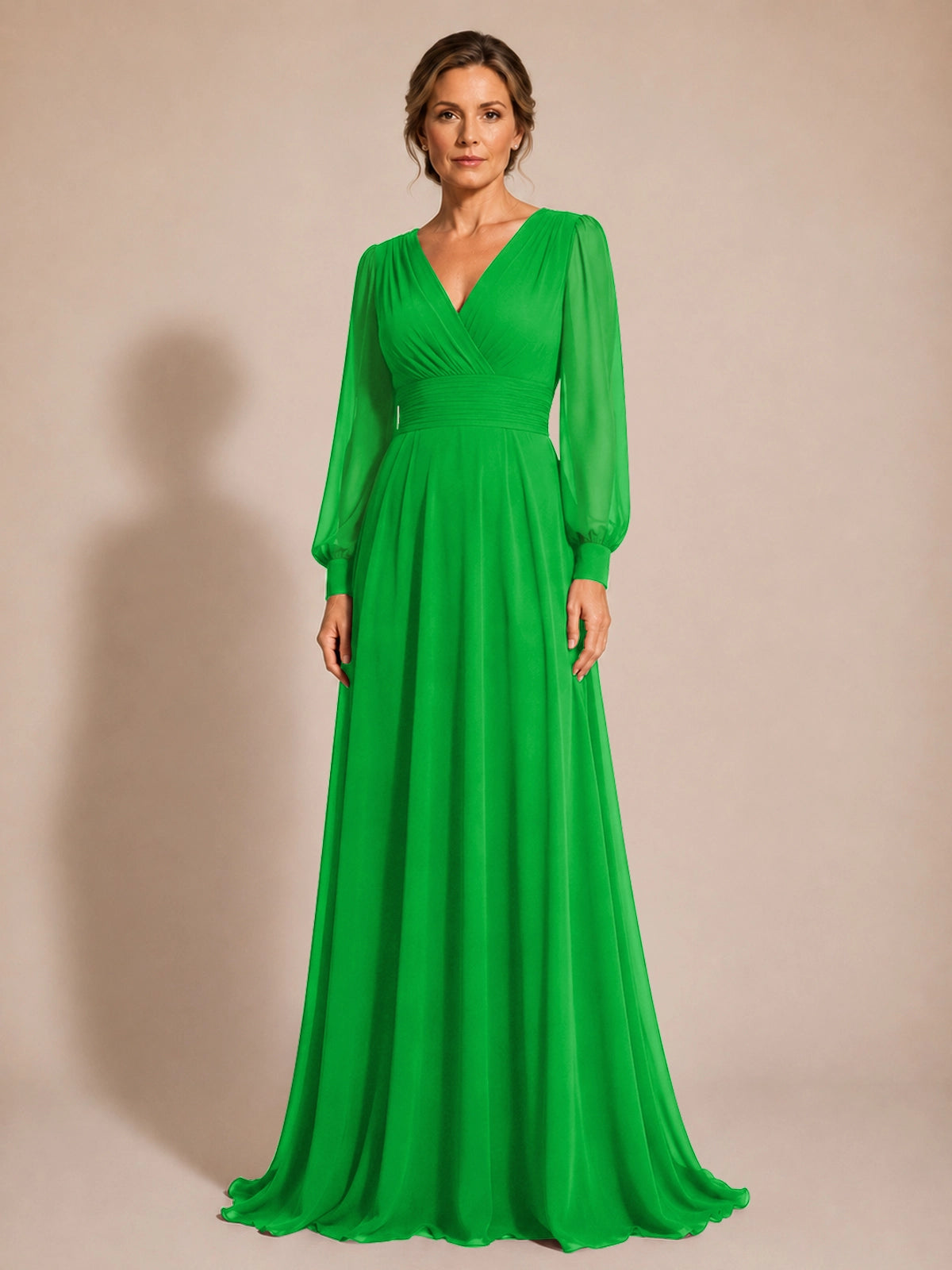 Chiffon Mother of the Bride Dress with Long Sleeves 