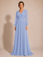 Chiffon Mother of the Bride Dress with Long Sleeves 