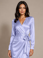 Silk-like Mother of the Bride Dress with Self-Tie Sash 