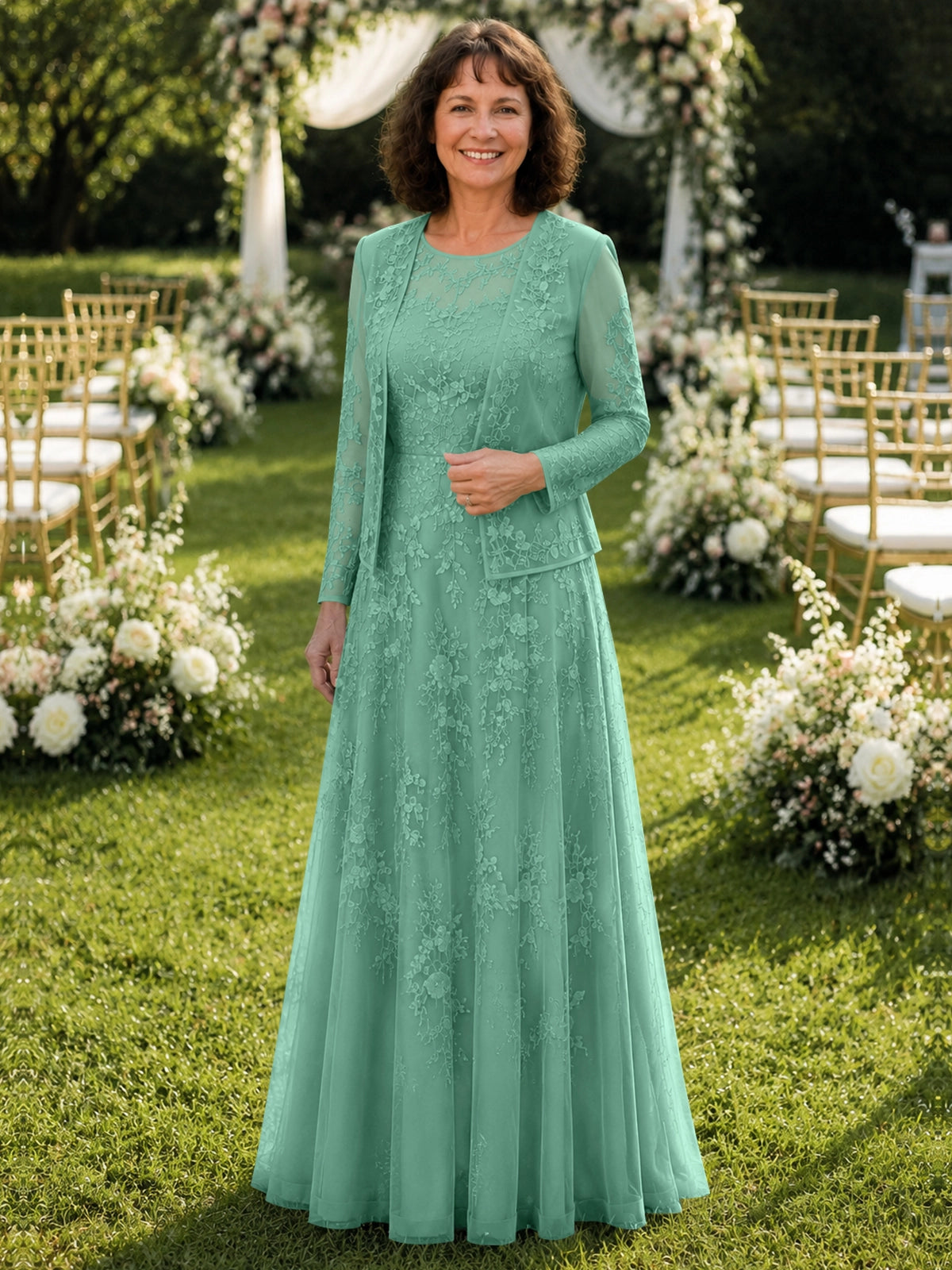 A-line Mother of the Bride Dress with Lace 