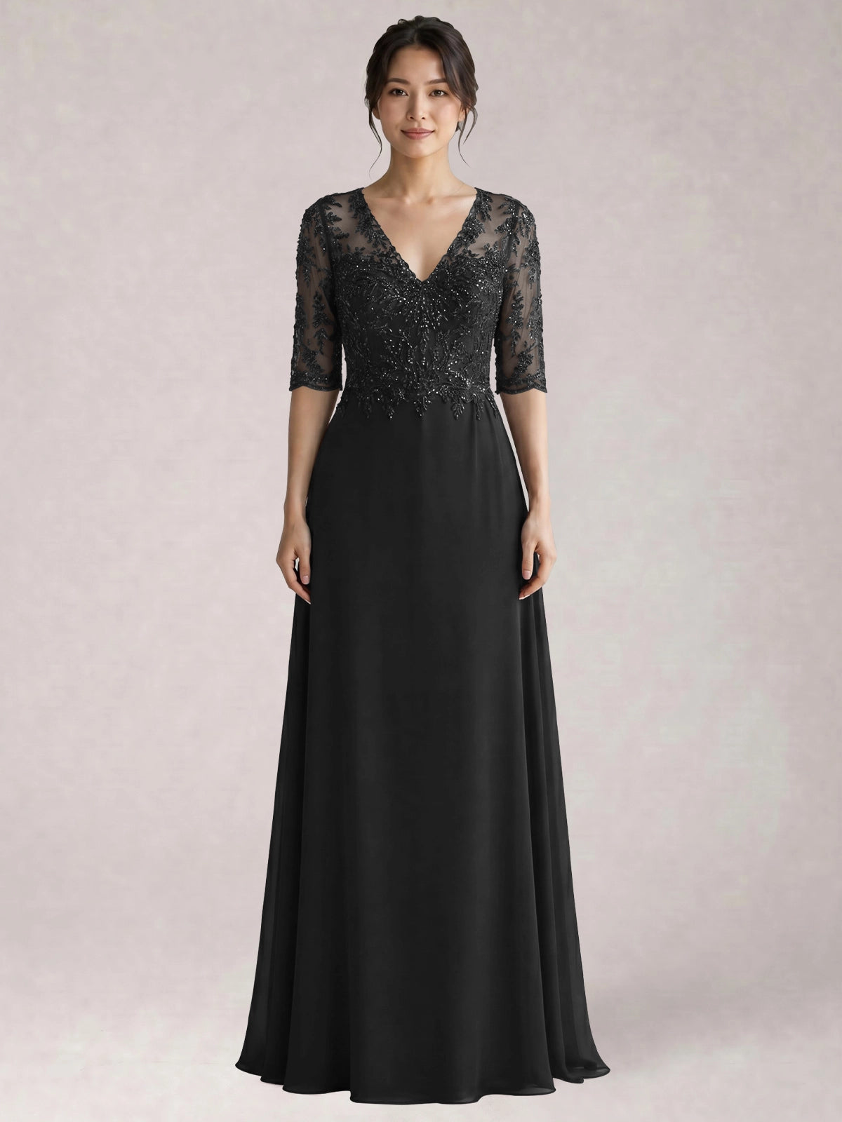 Lace Mother of the Bride Dress with Half Sleeves