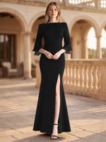 Chiffon Mother of the Bride Dress with 3/4 Sleeves