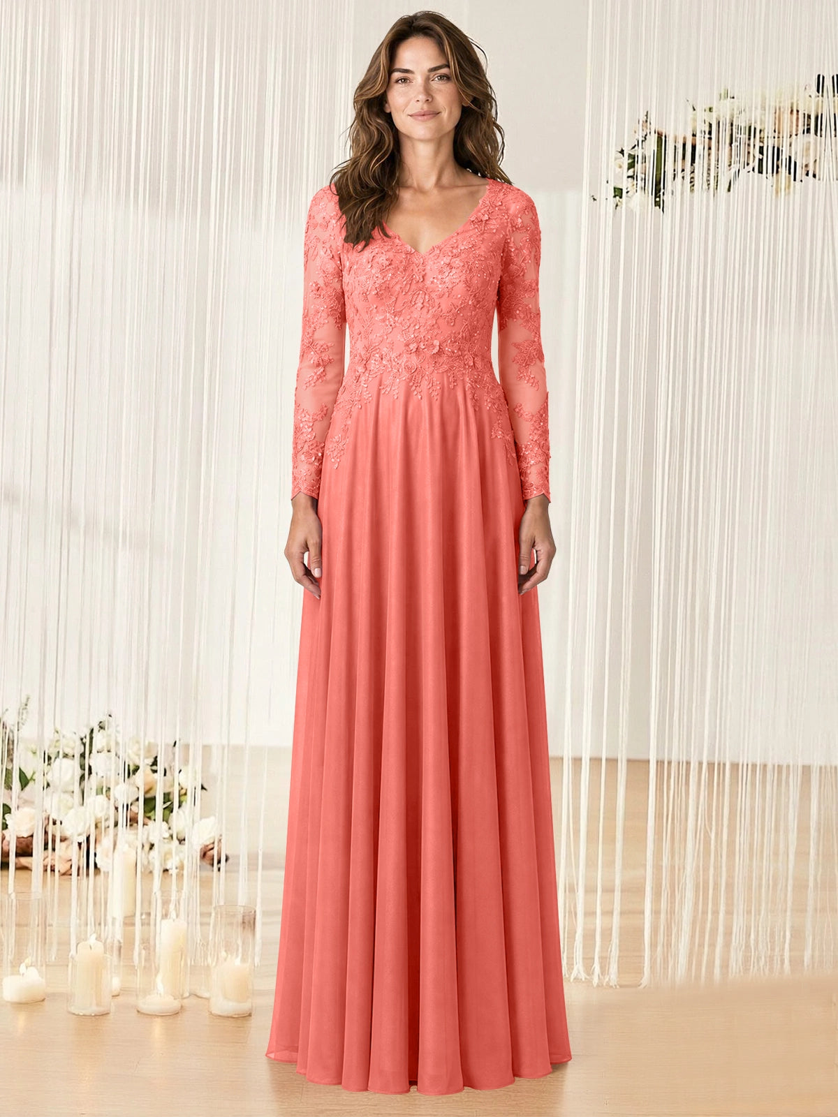 A-line Mother of the Bride Dress with Appliques
