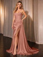 Silk-like Prom Dress with Appliques