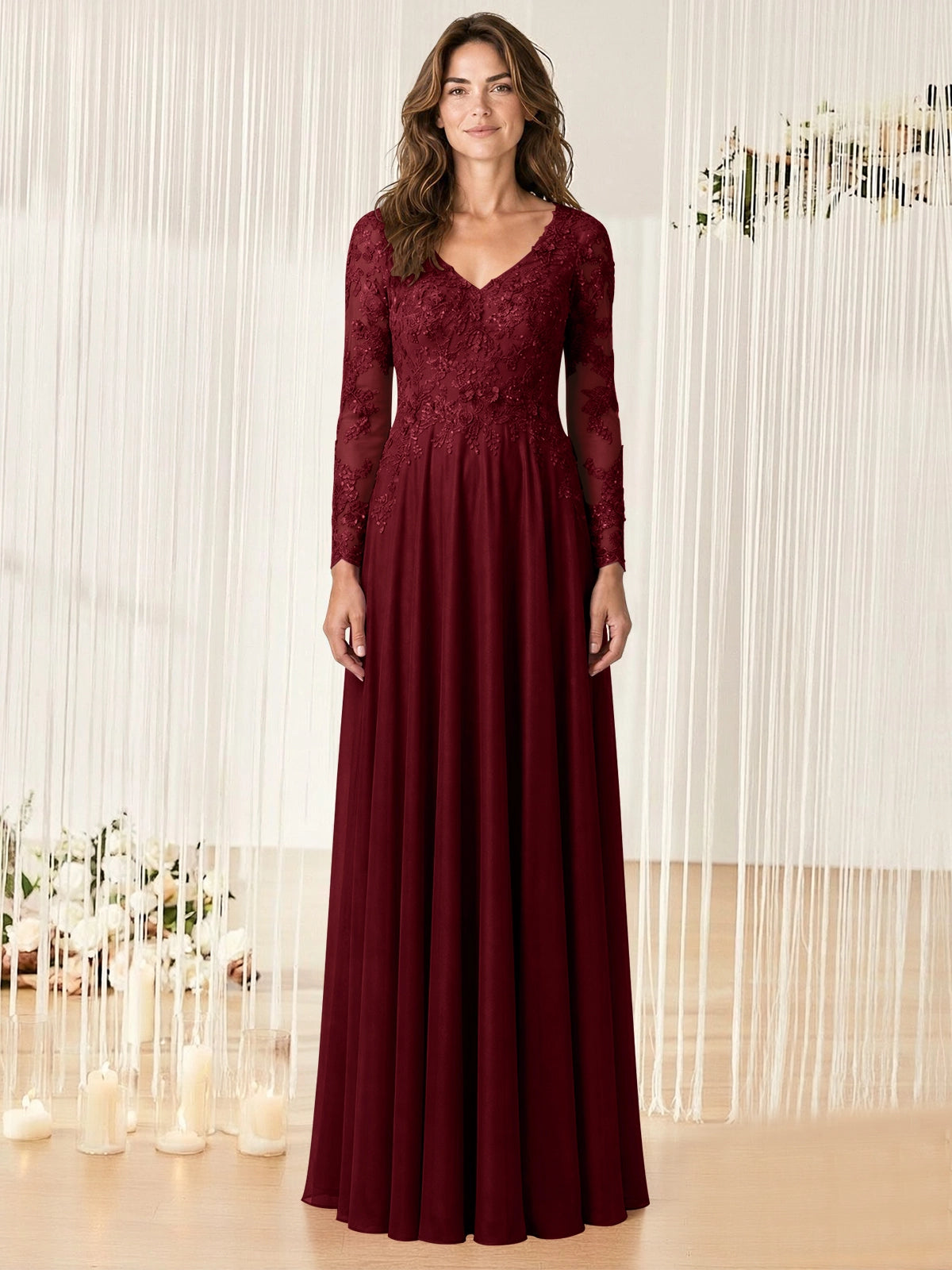 A-line Mother of the Bride Dress with Appliques