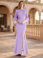 Chiffon Mother of the Bride Dress with 3/4 Sleeves