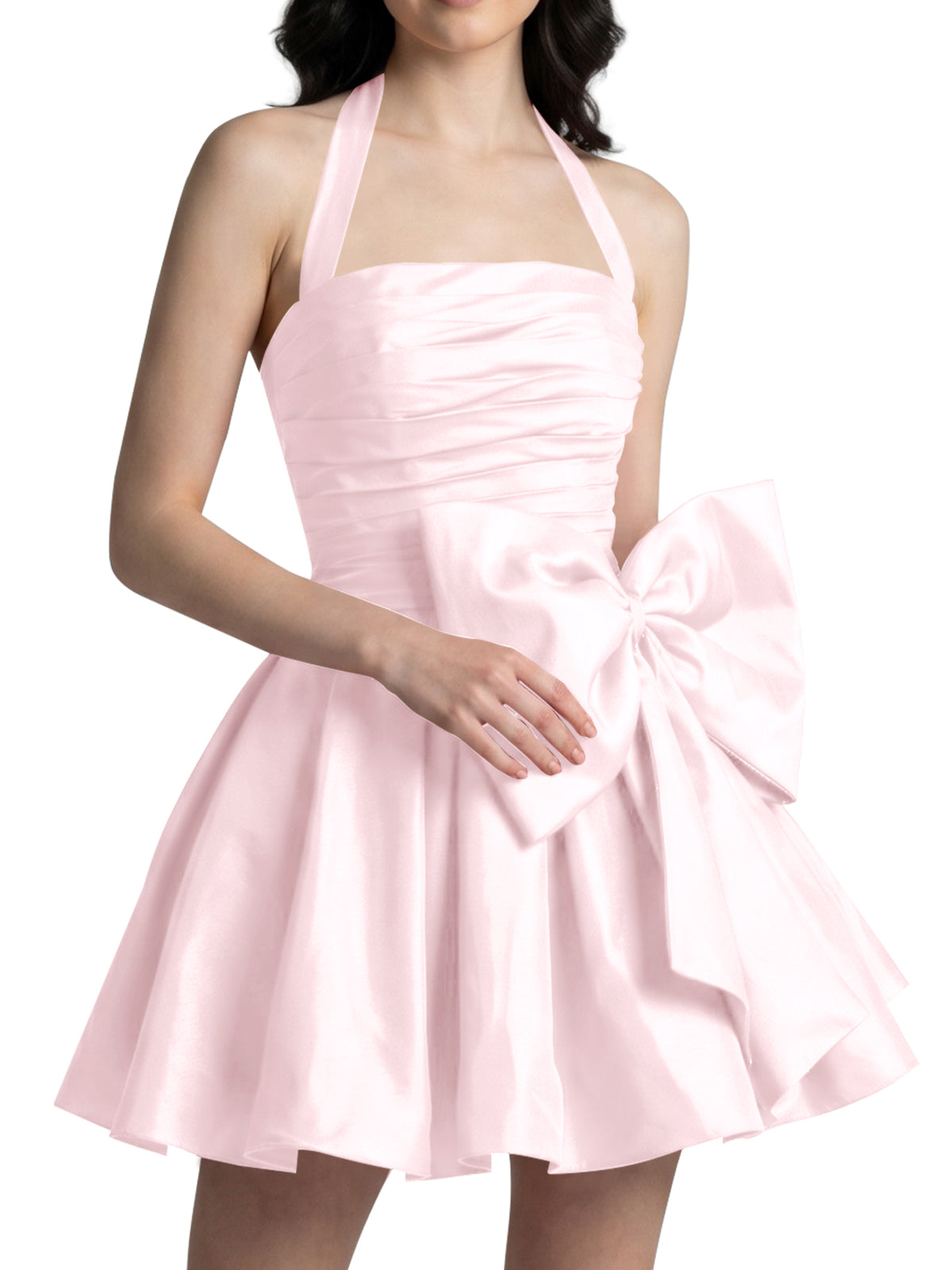 Halter Oversized Bow Mini Dress 