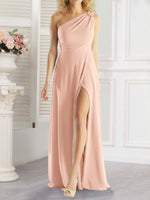 One-Shoulder Bridesmaid Dress with Slit