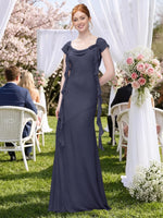 Flowy Ruffle Sheath Bridesmaid Dress 