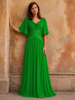 Cowl Neck Mother of the Bride Dress with Applique 
