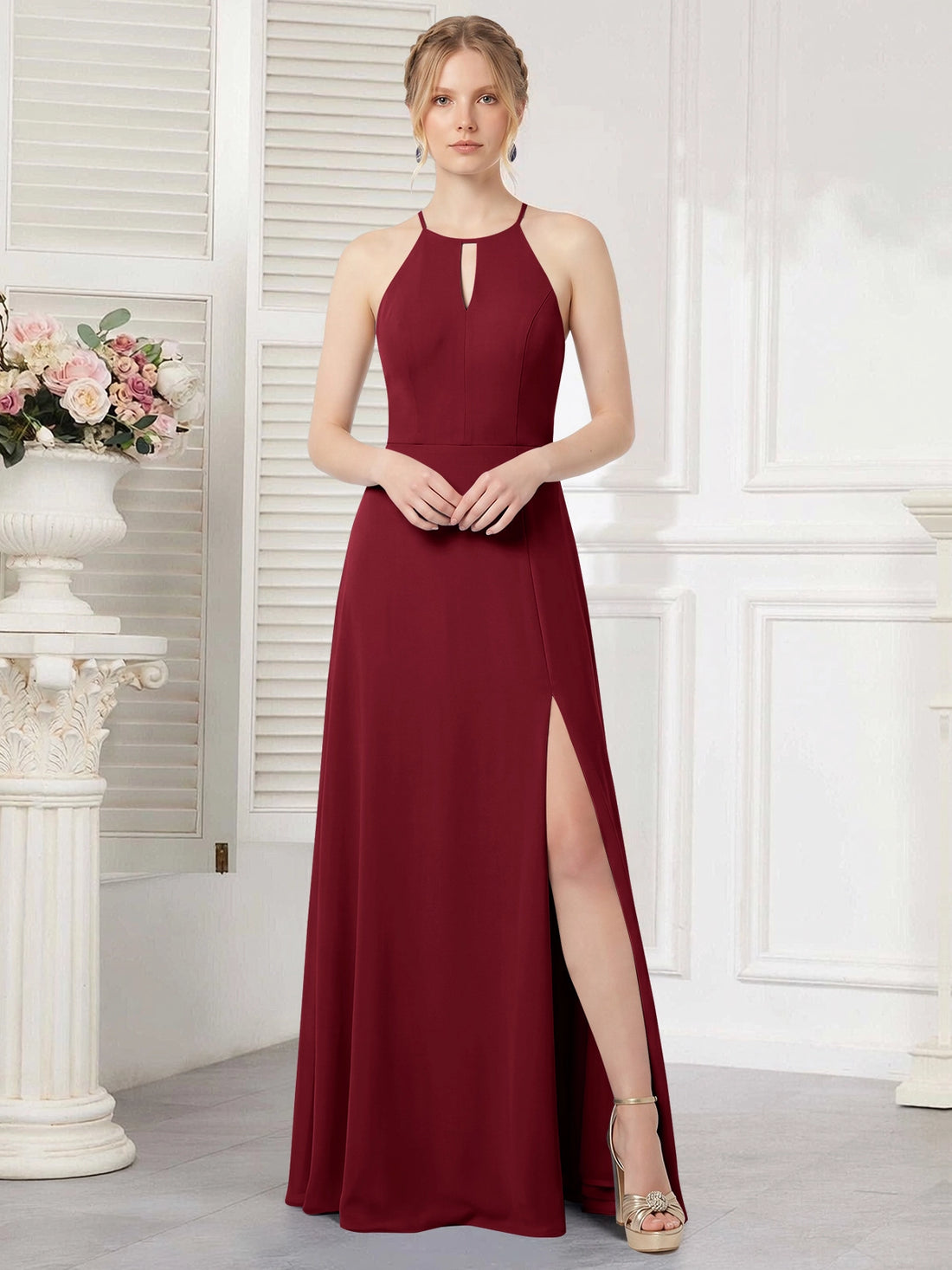 Chiffon Bridesmaid Dress with Halter 
