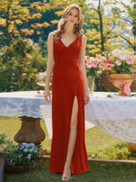Velvet Bridesmaid Dress with Slit 