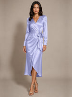 Silk-like Mother of the Bride Dress with Self-Tie Sash 
