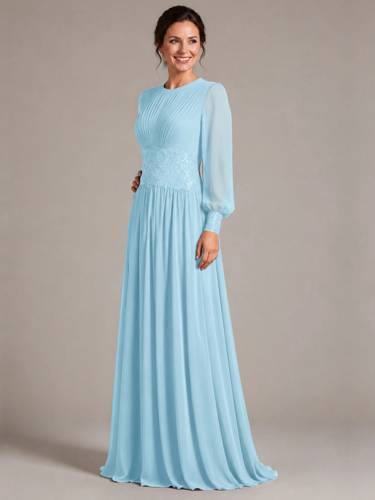 Chiffon Mother of the Bride Dress with Jewel Neckline 