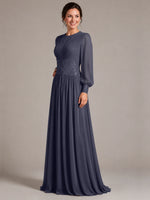 Chiffon Mother of the Bride Dress with Jewel Neckline 