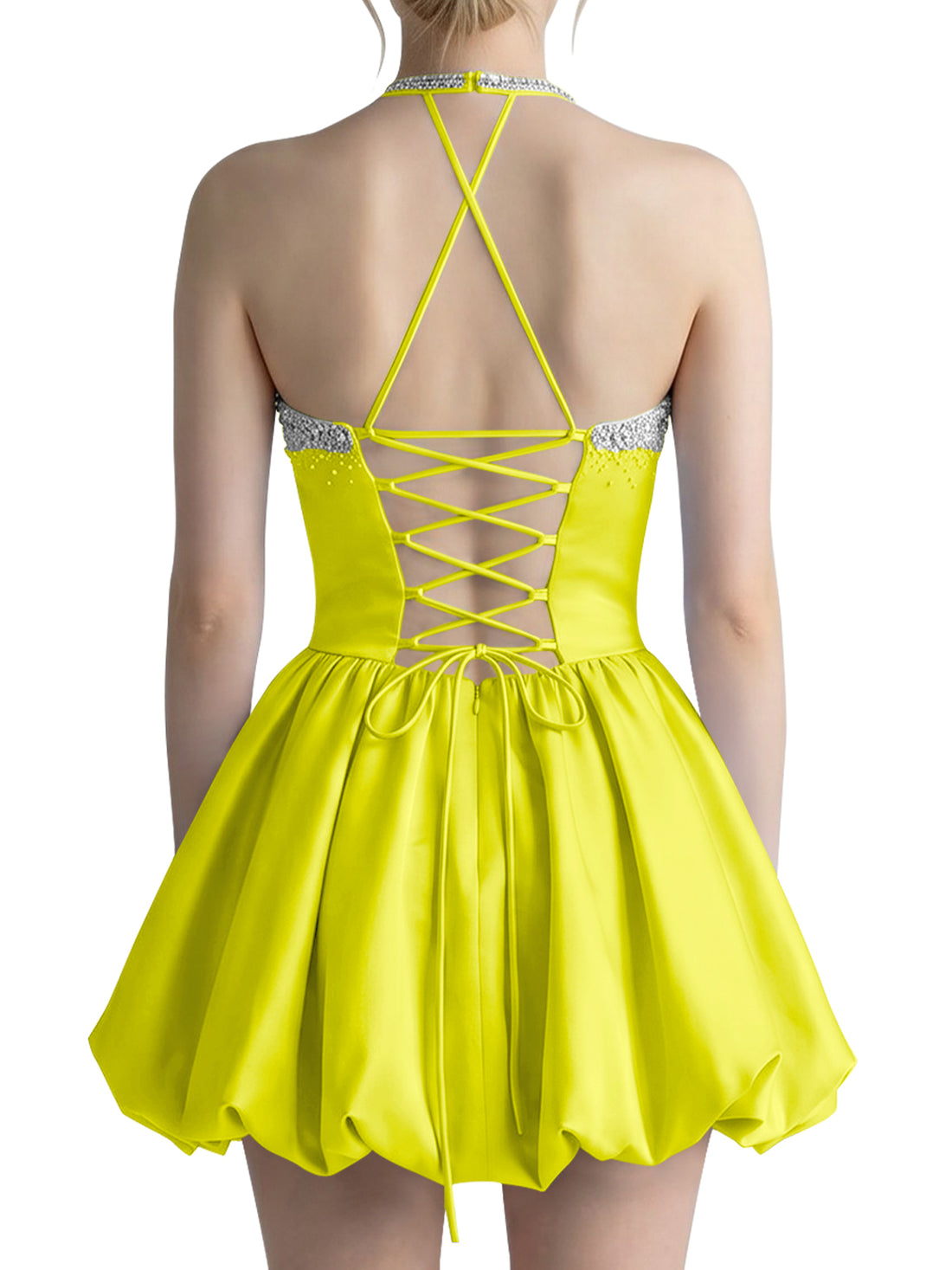 Beading Bubble Hem Mini Dress 