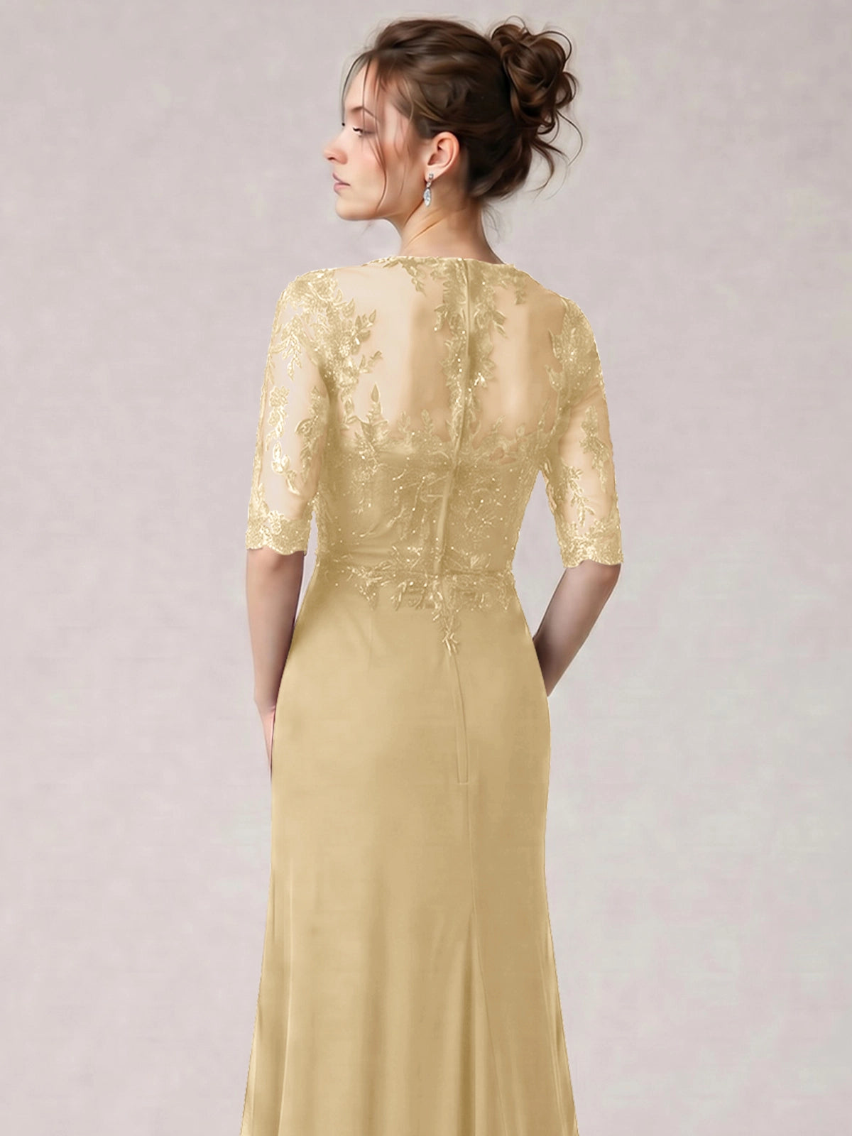 Lace Mother of the Bride Dress with Half Sleeves