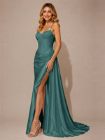 Silk-like Prom Dress with Appliques