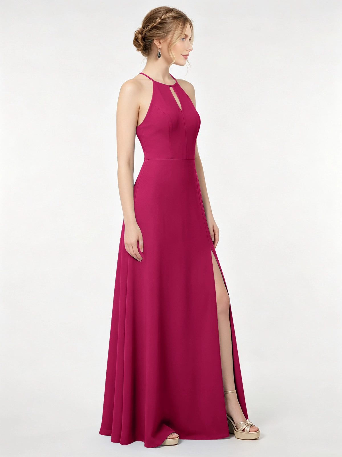 Chiffon Bridesmaid Dress with Halter 