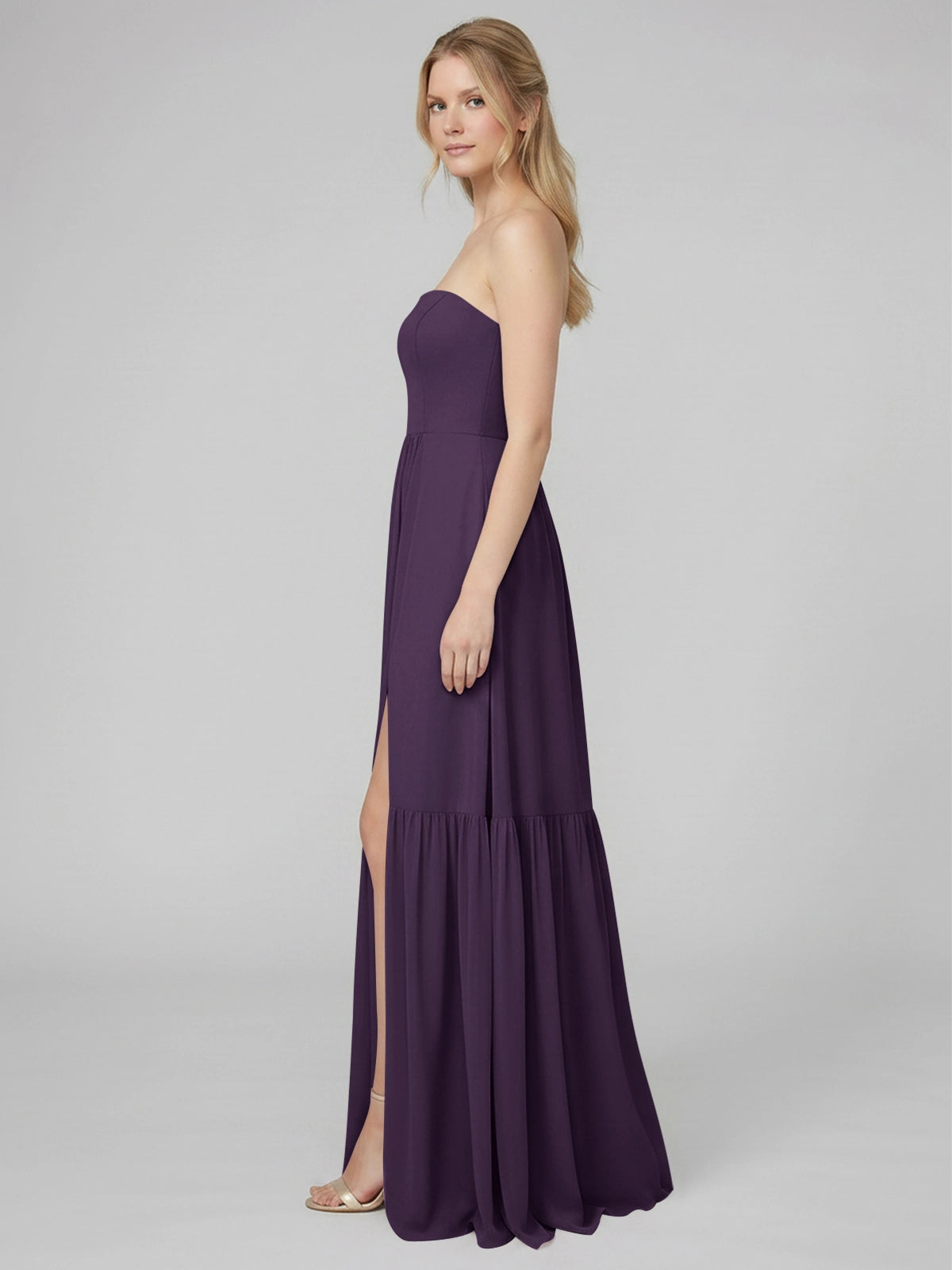 Strapless Bridesmaid Dress with Slit 
