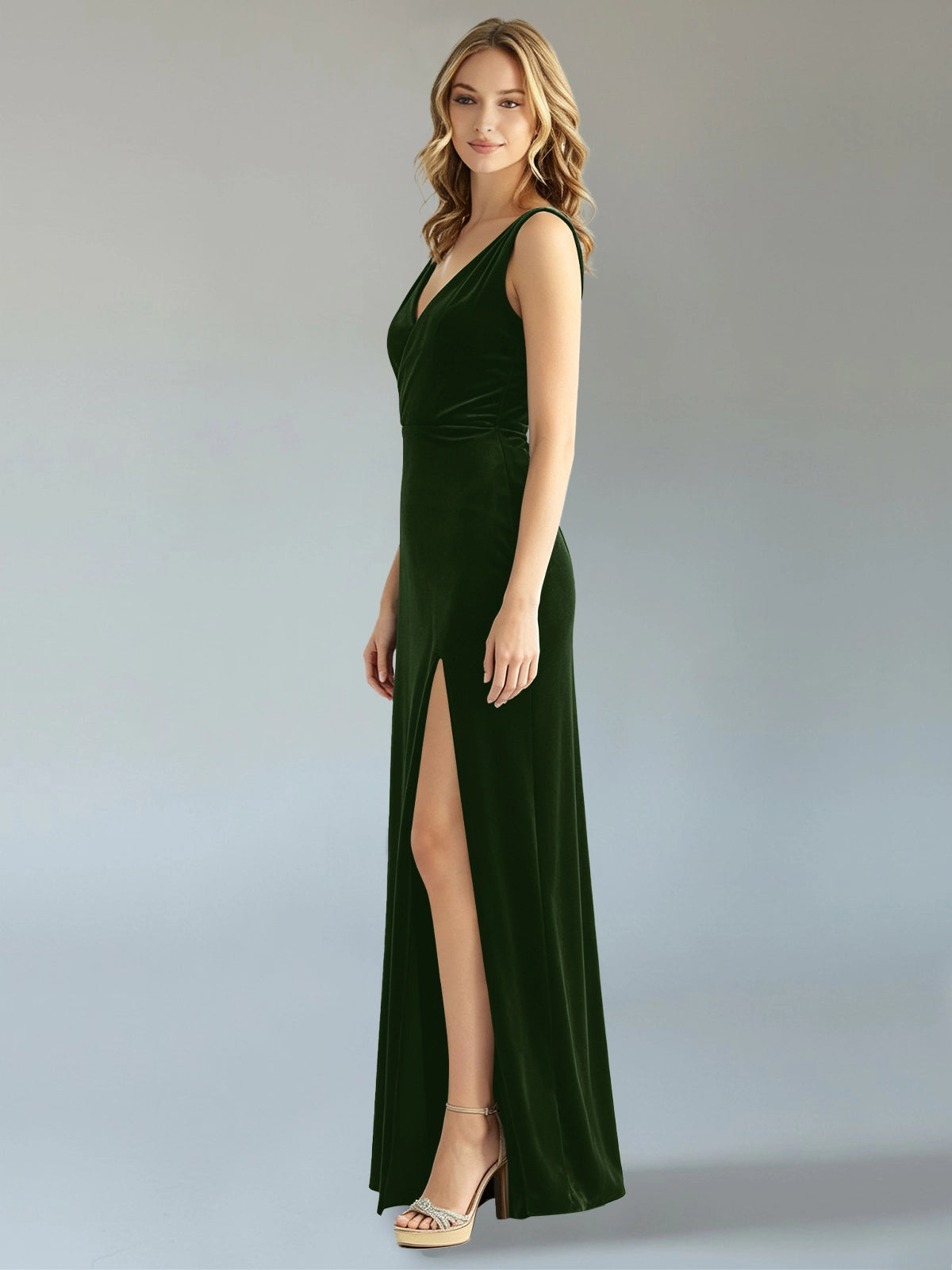 Velvet Bridesmaid Dress with Slit 