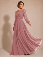 Chiffon Mother of the Bride Dress with Long Sleeves 