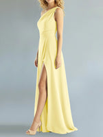 One-Shoulder Bridesmaid Dress with Slit