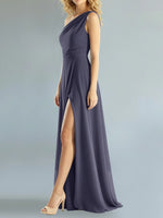 One-Shoulder Bridesmaid Dress with Slit