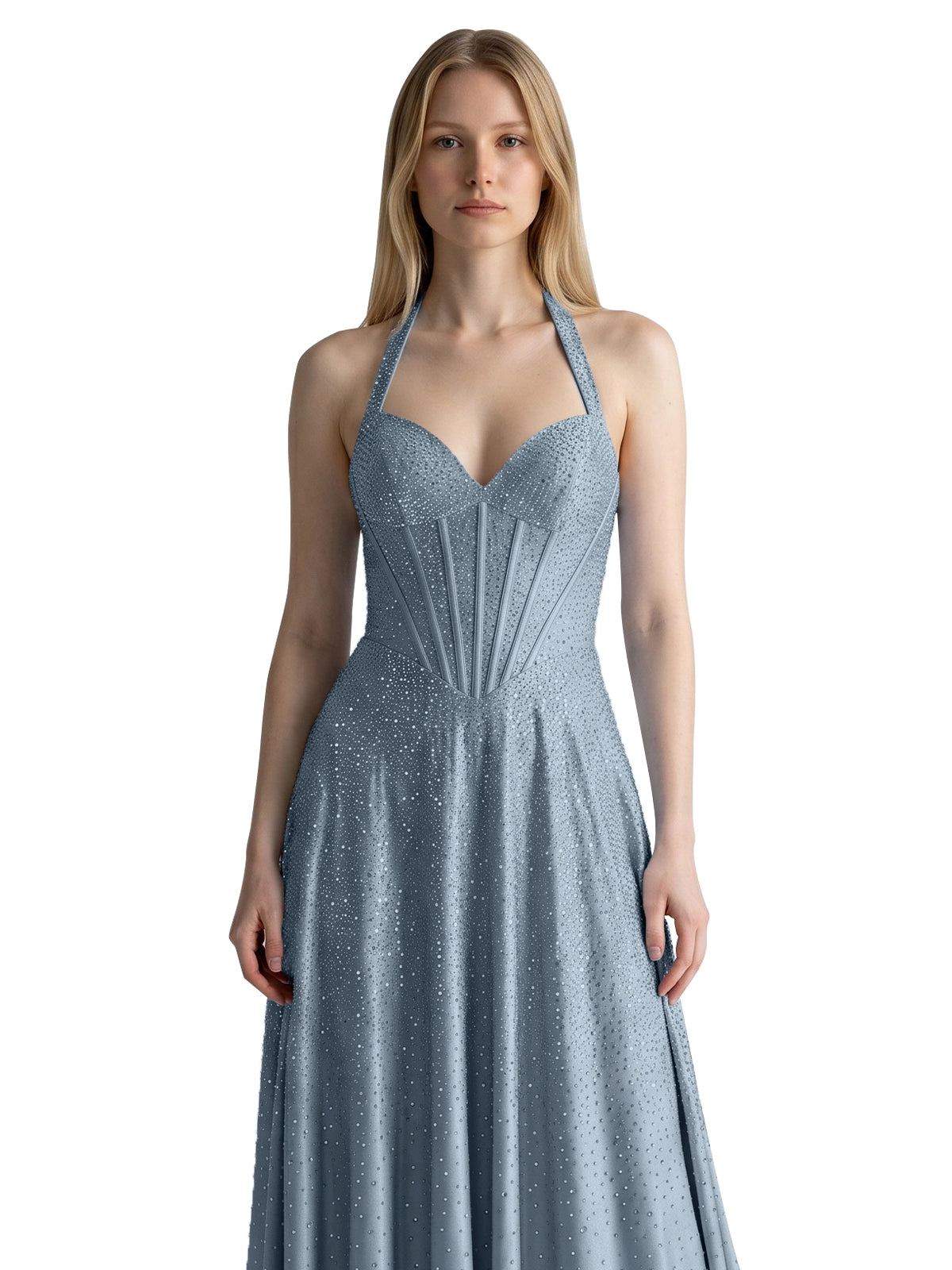 Halter Beaded Prom Dress 