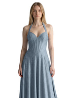 Halter Beaded Prom Dress 