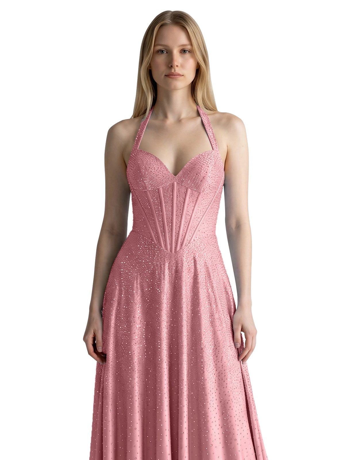 Halter Beaded Prom Dress 