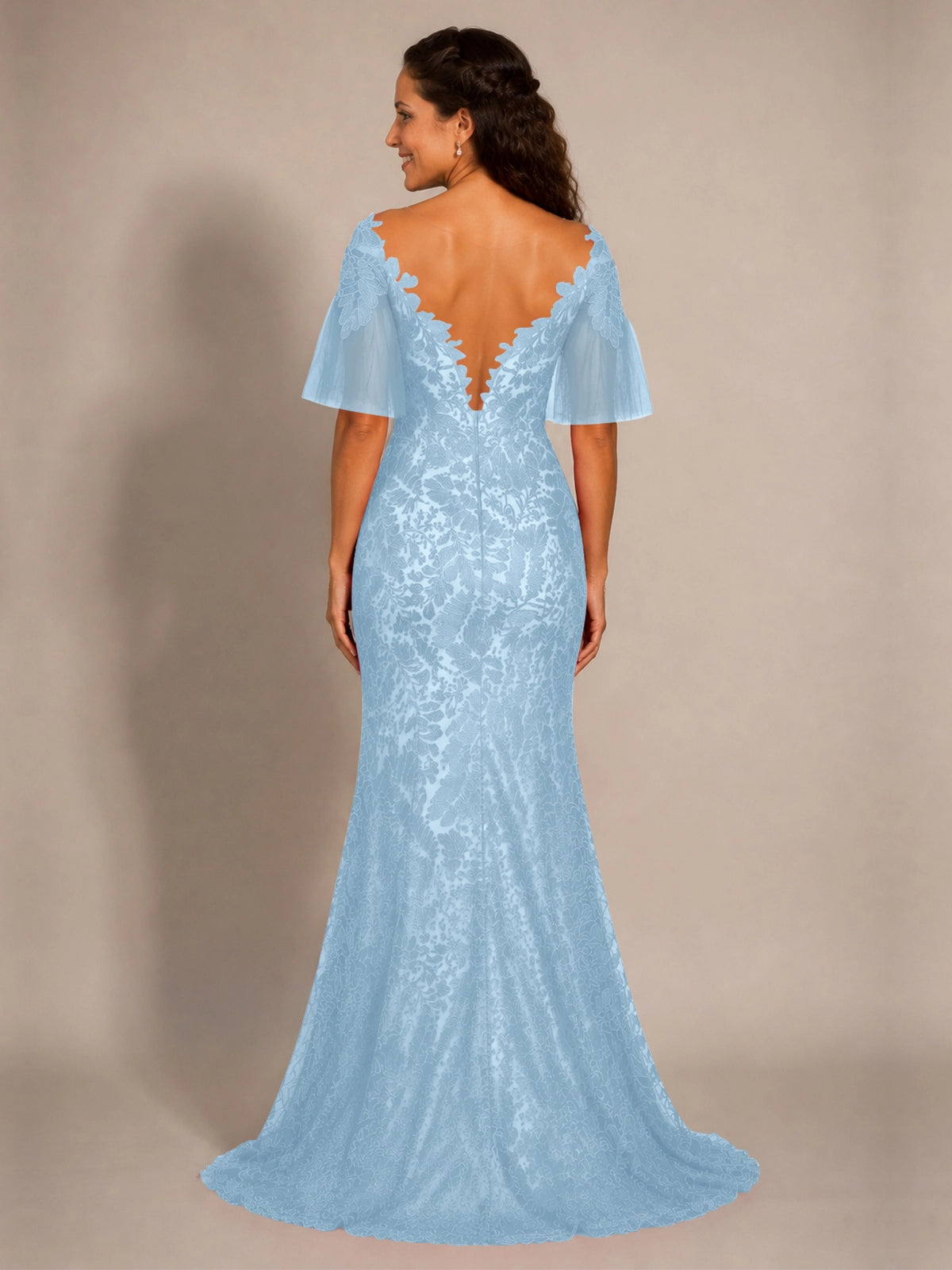 Mermaid Mother of the Bride Dress with V-neck 