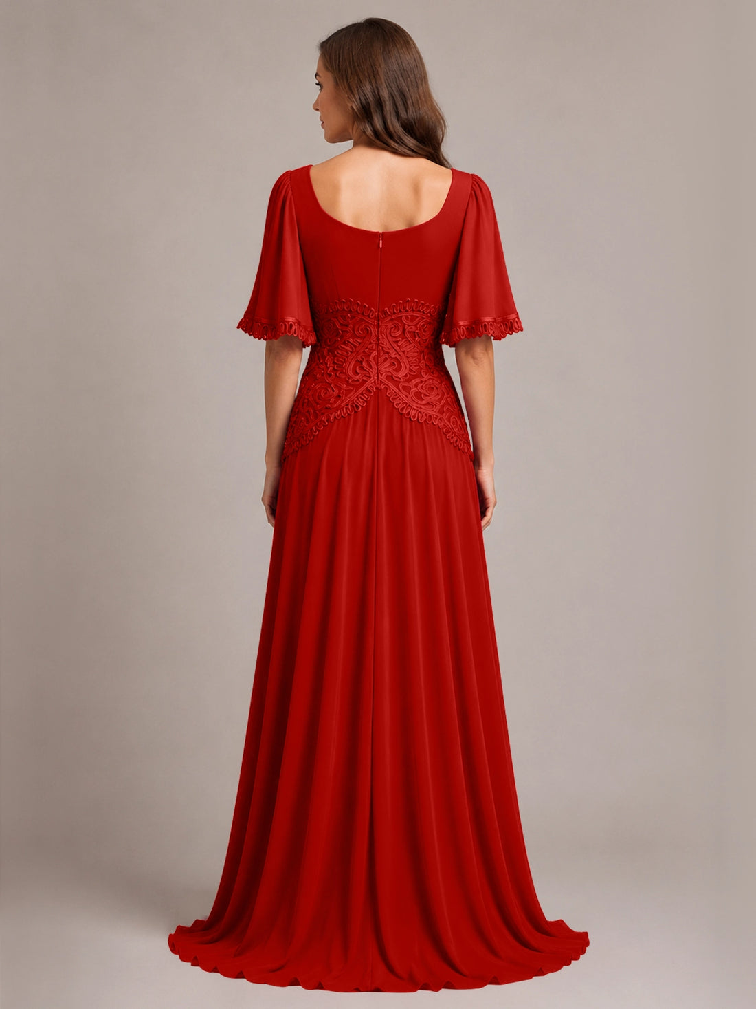 Cowl Neck Mother of the Bride Dress with Applique 